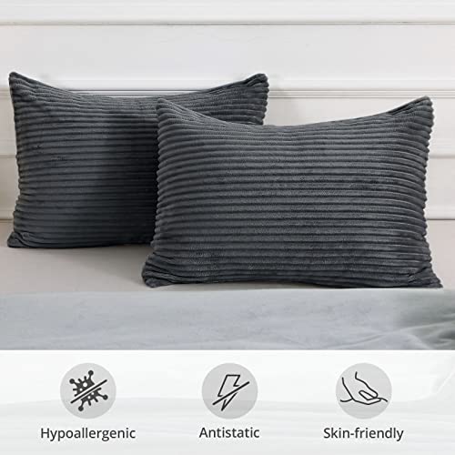 Hevumyi Velvet Duvet Cover Queen 3 Pieces, Ultra Soft Flannel Queen Bedding Duvet Cover Set For Bedroom, Hypoallergenic Duvet Cover Queen Size With 2 Pillowcases (Dark Grey,90X90 Inch) #TOP6