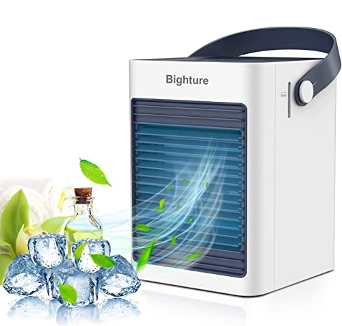 Air Conditioner Fan，USB Portable Air Cooler Small Desktop Cooling Fan Humidifier Purifier Noiseless Evaporative Air Humidifier for Room Office Desktop Nightstand (Not Include Battery）