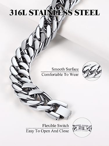 Richsteel Men's 316L Stainless Steel Link Chain Miami Cuban Bracelet 8.2 Inch #TOP5