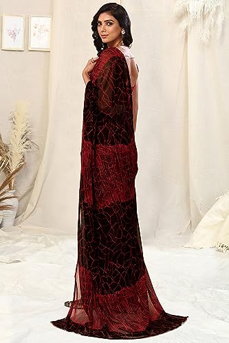Image of MIRCHI FASHION Women Sari Georgette Chevron Printed | Modern Pattern Farewell and Festive Drape with Matching Blouse Piece