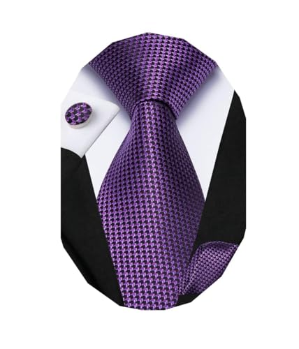Image of Dubulle Mens Paisley Striped Tie Woven Necktie for Men and Handkerchief Cufflinks Set Wedding Formal Business