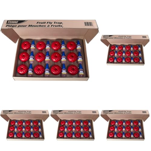 Image of Terro Fruit Fly Traps for Indoors + 540 Days of Lure Supply,12 Count (Pack of 5)