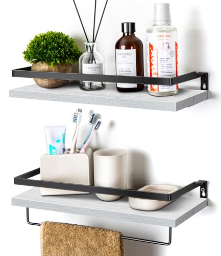 Floating Shelves for Wall, Bathroom Shelves with Towel Bar, Wall ...