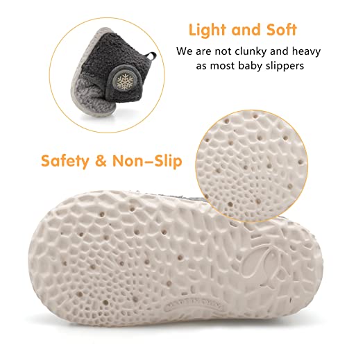 Feetcity FC-22Q4A0305-LD GREY-132 Infant Baby Boys Girls Slippers Cozy Fleece Ankle Booties Soft Bottom Warm Cartoon Socks Newborn Crib Shoes 12-18Months thumb #3