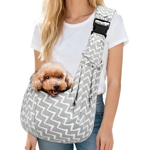 VGECEE Borsa da Viaggio per Cani, Borsa per Il Trasporto per Cane Fino a 7.5 Kg, Reversibile Borsa Trasportino Zaino Regolabile Marsupio Cane Taglia Piccola per Cani da Passeggio Viaggio Ciclismo
