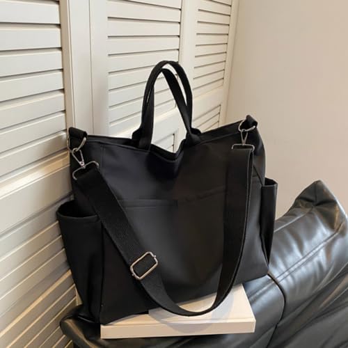 Womens Simple Crossbody Bag Solid Color Student Bag Large Capacity Shoulder Bag3