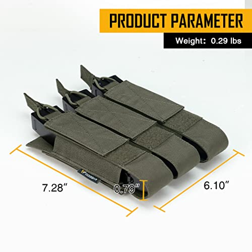 Idogear Triple Mag Pouches Tactical Magazine Pouch Molle Open Top Kriss Mag Pouch For Mp5 Magazines (Ranger Green) #TOP2