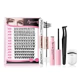 Beauty7 DIY Eyelash Extension Kit 3 Styles Lash Clusters 103 pcs Eyelash Extension Dual End Eyelash Glue Remover Kit for Beginners DIY at Home