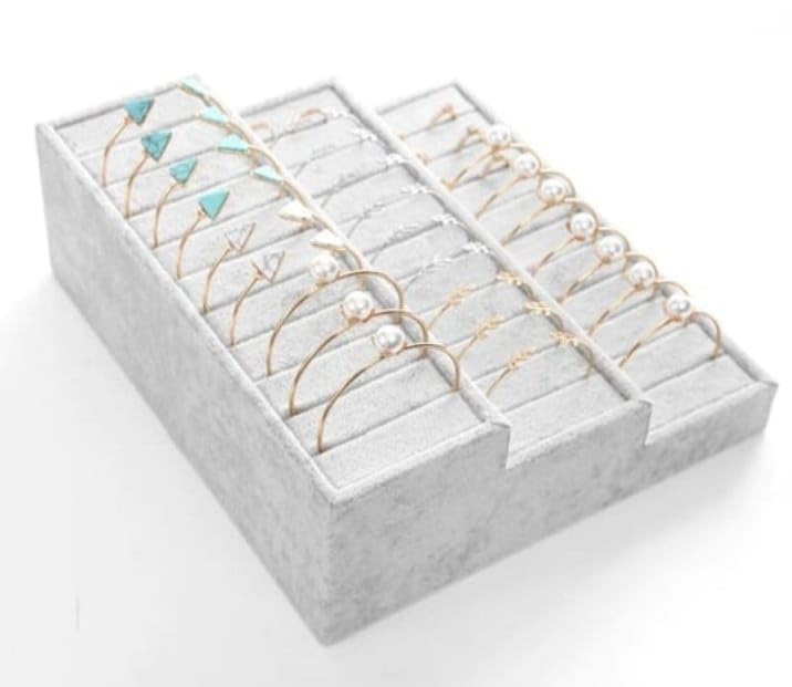 Image of 30 Kada Velvet Jewelry Drawer Organizer Tray Stackable Jewelry Tray