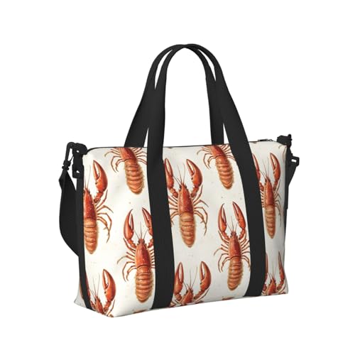 Laptop Tote Bag for Women Work - Realistic Lobster A Print Weekender Overnight Bags for Women Travel, Gym Duffle Bag for Men, Personal Item Crossbody Travel Bags for Men Carry On