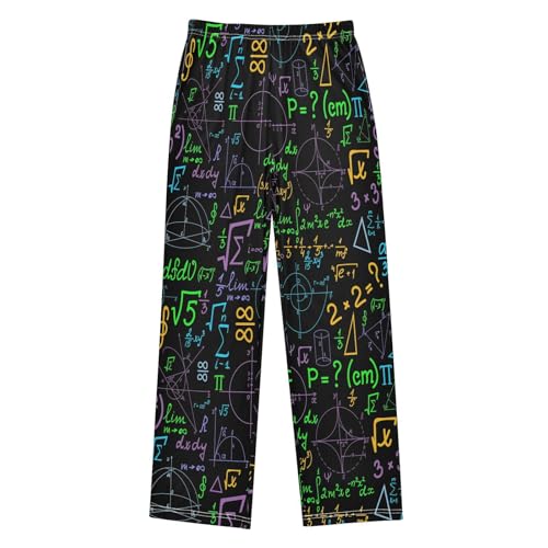 ZZXXB Mathematical Formula Pattern Boys Long Pants Soft Trousers Elastic Waist Kids Lounge Bottoms with Pockets S-XL