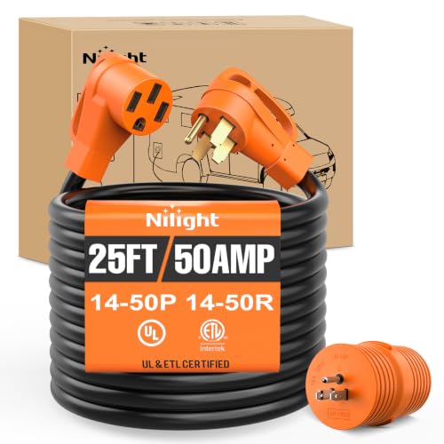 Image of Nilight 25FT 50 Amp RV Extension Cord with Adapter 6 /3+8 /1 Gauge