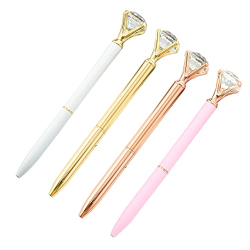Kristall Diamant Stift,Kreatives Briefpapier Stift,Diamant-Kugelschreiber,Metall Kugelschreiber 4PC Druckkugelschreiber Schwarze Tinte für Kinder Büro Haushalt Schule Schreibwaren