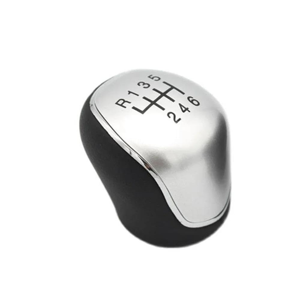 Sxqpocar Silver 6 Speed Gear Shift Knob For Ford Mondeo Mk3 Mk4 Iv For Focus Mk2 Mk3 Iii For S-Max For C-Max For Kuga For Galaxy Mk2 Mk3 Shift Lever Head(Silver 6 Speed)
