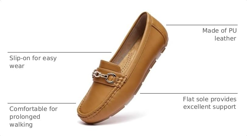 Image of Women's Business Loafers Work Casual Flats Shoes Lightweight Penny PU Leather Slip On Walking Shoes