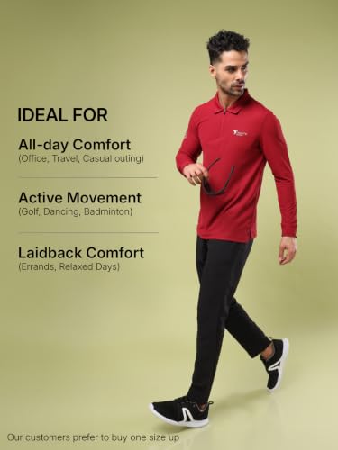 Image of TECHNOSPORT Men's Slim Fit Full Sleeve Polo T-Shirt with Collar, MATPIQ Quick Dry Moisture Wicking Polo Tee for Gym Sports Golf and Casual Wear