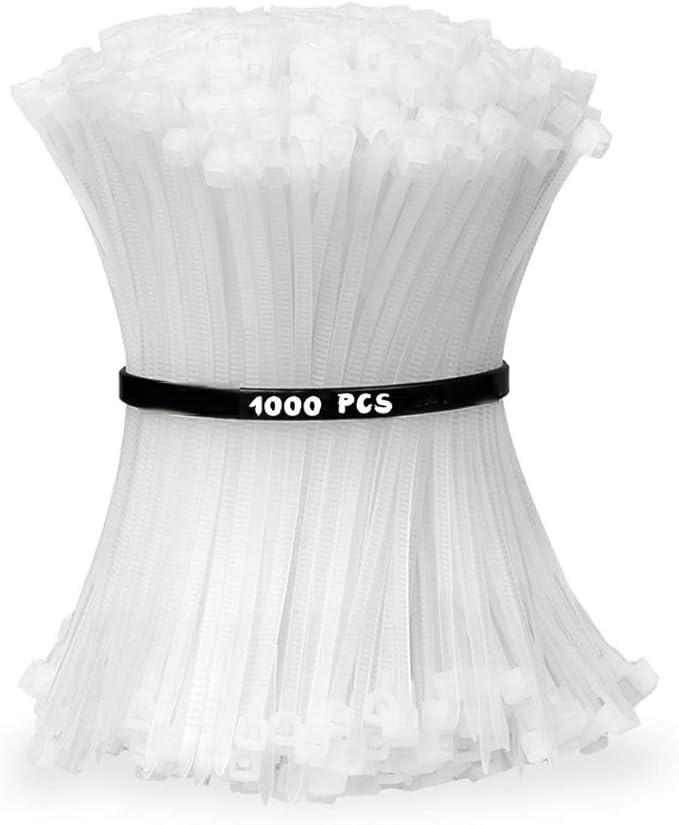 Image of bvslf 100 MM x 2.5 MM | 1000 PCS | Small Cable Ties Clear White Mini Thin Cable Ties, Plastic Zip Ties, 4 Inch Nylon Self Locking Anti-Slip Tie Wraps for Household Office Garden