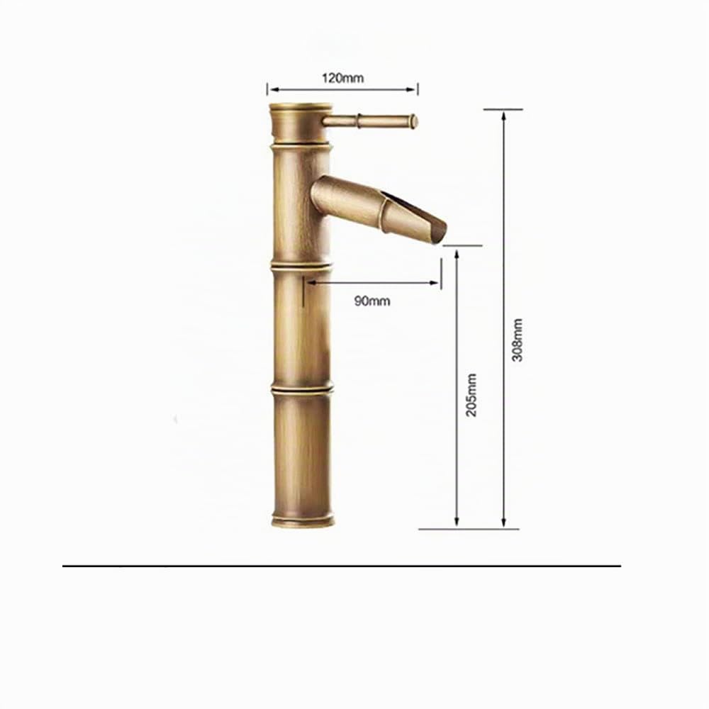 Robinet de salle de bain, robinet de lavabo rétro en bronze, robinet monotrou d'eau chaude et froide, adapté pour un diamètre intérieur de 32 mm à 40 mm