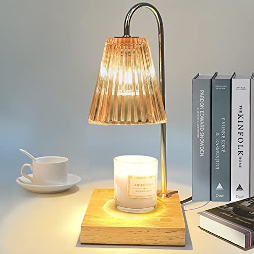 LOTKEY Candle Warmer Lamp, Dimmable Candle Warmer with Timer 2 Bulbs Wood Base Electric Candle Lamp Compatible with Jar Candles Vintage Candle Melter Top Melting for Scented Wax (Amber) by LOTKEY - Image 9