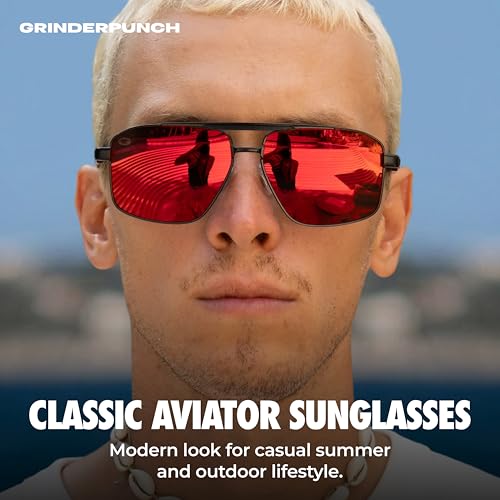 Image of grinderPUNCH Polarized Aviator Sunglasses Men Women Retro Vintage Square Pilot Sun Glasses UV400 Protection