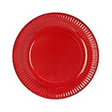 platos de carton desechables en ecuador alimentos seguros PAPSTAR 11977 50 - Plato de cartón (Redondo, diámetro de 23 cm), Color Rojo