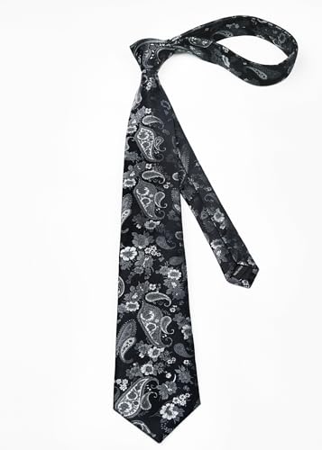 Image of Enlision Ties for Men Floral Tie Handkerchief Cufflinks Set Formal Flower Classic Mens Necktie & Pocket Square Wedding