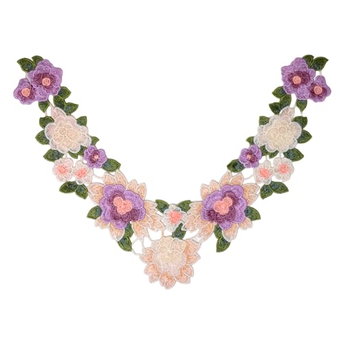 yueton 1Pack Flower Collar Embroidered Flower Neck Collar Floral Trim