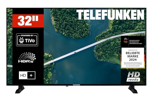 TELEFUNKEN Fernseher 32 Zoll Smart TV Powered by TiVo HD-Ready, HDR TV mit Triple-Tuner und 6 Monate HD+ inkl., LED Fernseher XH32TP900S (2026)