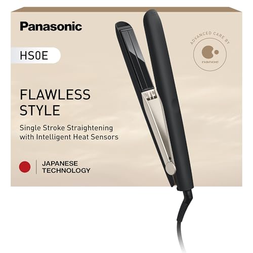 Panasonic EH-HS0E Piastra per Capelli con Sensori Termici Intelligenti, Tecnologia NANOE per Capelli Idratati e Lucenti, Piastra in Ceramica, Riscaldamento Rapido