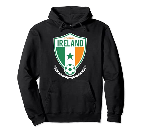 Ireland Flag Football Pullover Hoodie, Black, S
