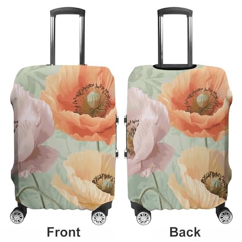 Pastel Poppies Travel Luggage Cover Anti-scratch Suitcase Cover Elastic Suitcase Protective Cover Fits 19-32 Inch Luggage M3