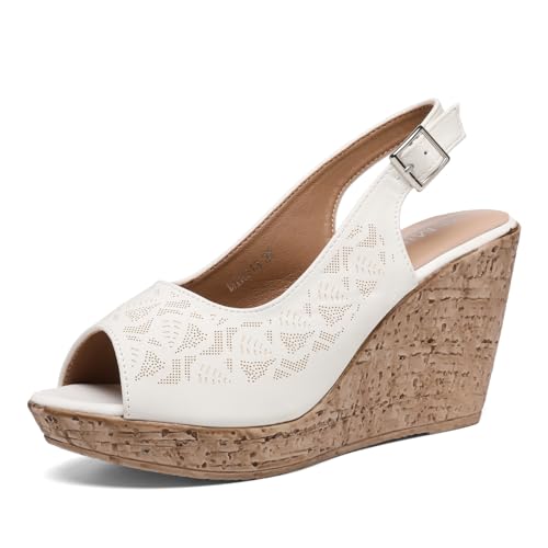 Mintzice Women's Peep Toe Casual Comfortable Dressy Adjustable Buckle Strap Slingback Platform Wedge Sandals2