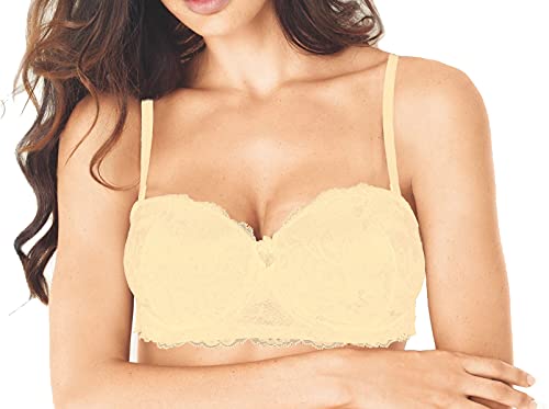 Lupex Shop Soutien-gorge Frames en dentelle à balconino rembourré avec bretelles amovibles R482, beige Cover