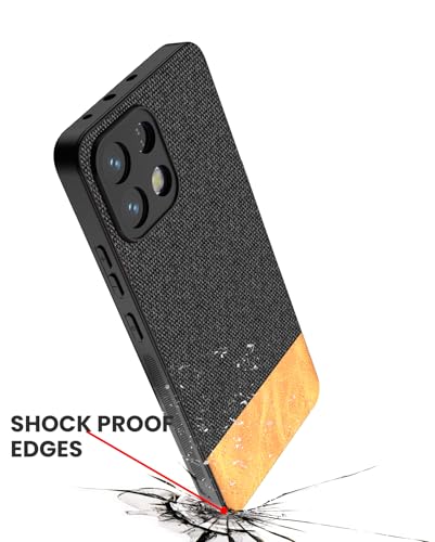 Image of Kapa Soft Fabric & Leather Hybrid Protective Back Cover for Oppo K13 5G | Shockproof Slim Hard Anti Slip Back Case (Black,Brown)