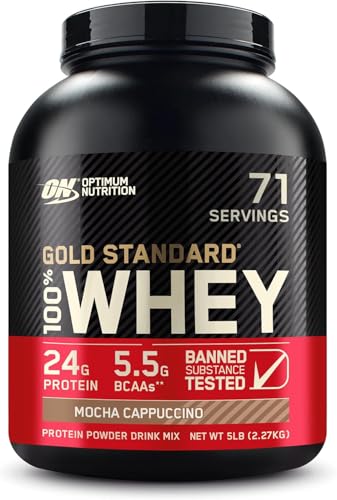 Optimum Nutrition Gold Standard 100% Whey Protein Powder, Mocha Cappuccino, 5 Pound (Packaging May Vary)