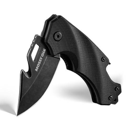 mossy oak mini folding pocket knife stainless steel drop point blade - edc multi-tool with bottle opener and glass breaker