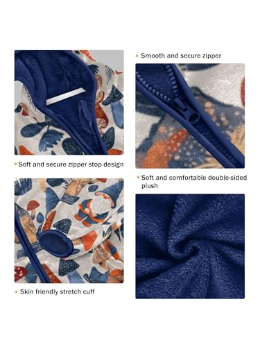 Gnomes and Mushrooms Leaves Girls Fleece Jacket Girls Fall Jacket Boys Coats Zip Up Hoodie Children Outerwear 2-10T3