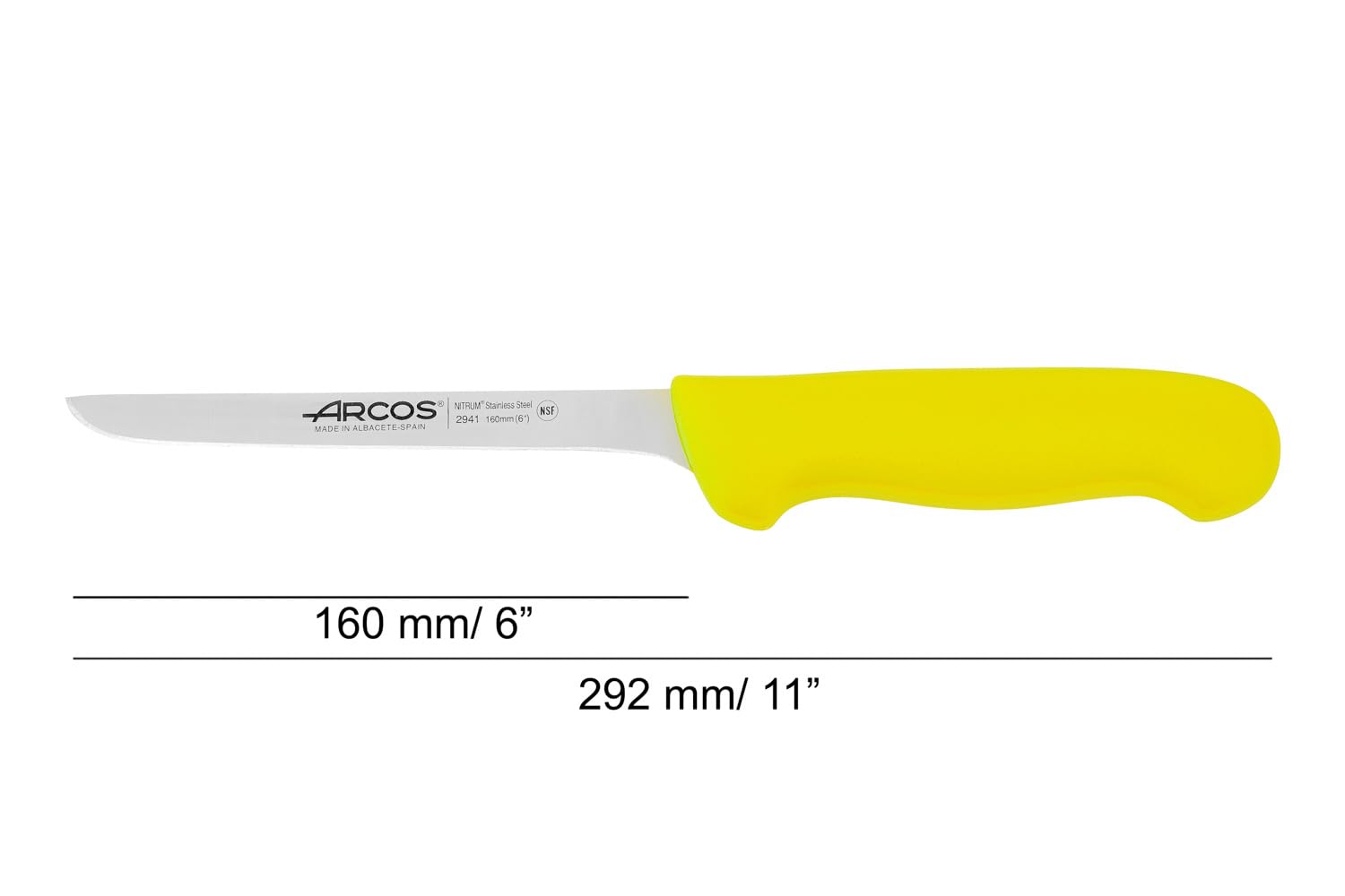 Arcos Serie 2900 Cuchillo Deshuesador 160 mm Hoja Acero Inoxidable NITRUM Mango Polipropileno Amarillo