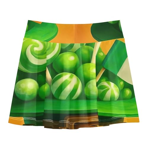 Joisal Athletic Shorts Girls Skorts Toddler Tennis Skirts Preppy School Green Leprechaun Hat Candies 3t2