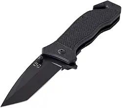Invictus Canivete Phantom Black - Aço Inoxidável, 8 cm, Ponta Tanto, Tático, Luta