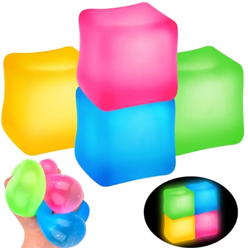Squeeze Stress Ball, 4 Pack Fidget Toy for Kids and Adults, Ice Cube ...