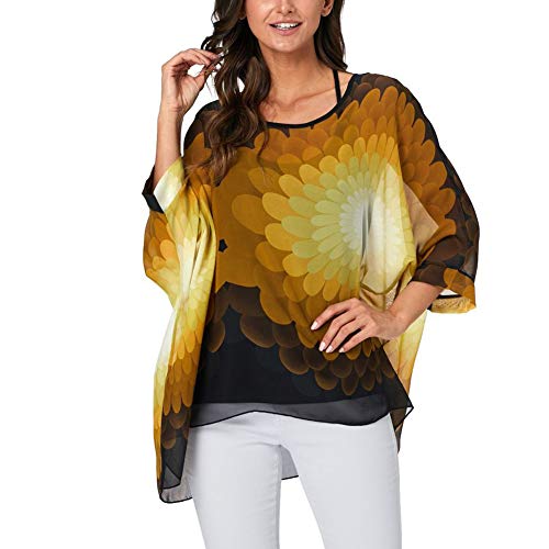 Image of Ckikiou Plus Size Batwing Flowy Semi Sheer Chiffon Blouse Tunic for Women Summer Floral Print Boho Beach Cover ups