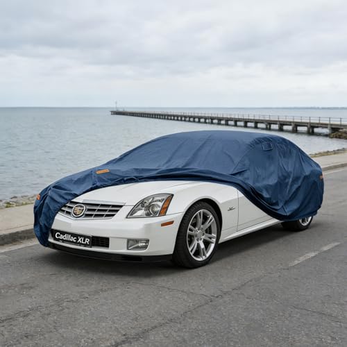 Image of Kaugung Custom Fit Car Cover for Cadillac XLR & XLR-V, Heavy Duty Waterproof All Weather Outdoor Protection, Breathable Full Exterior Cover with Vent, Rain Sun Snow UV Proof