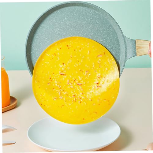 iplusmile ノンスティックアルミ平底フライパン 牛油果グリーン木製ハンドル付き 朝食用パンケーキ卵焼きステーキ調理に