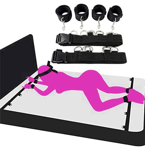 Bondaged Restraints Sex Spreaders Queen Bed Set for Women Sex Resistance Bands Bed Sex Tied Down Straps for Adult Play Ankles and Wrists Men Sex Handcuffs Bedroom Blindfolds Toys Women Sweater