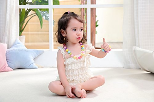 VCMART Rose Girls Cute Chunky Bubblegum Necklace and Bracelet Set Girls' Birthdays Day Gift Rainbow Amulet Teardrop Amethyst Pendants Necklace Bracelet4