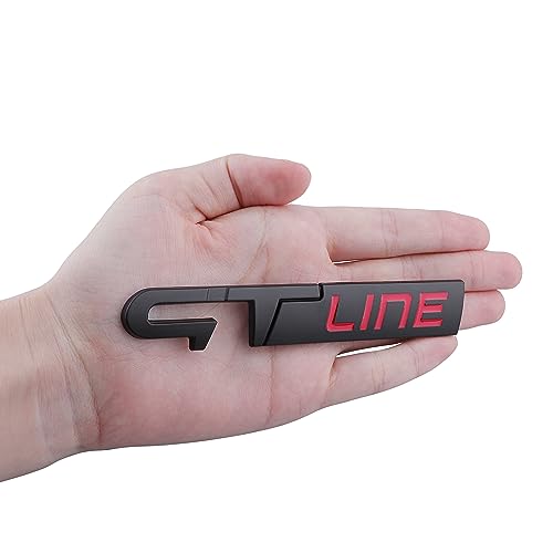 Image of GT line Emblem 3D Sticker Hood Fender Side Car Rear Car Exterior Logo Badge Compartment Trim Compatible with 2022 2023 Accessories (Black&RED)