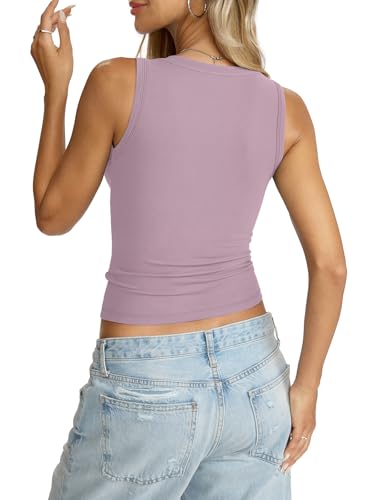 Image of Eachyes Womens V Neck Tank Tops Sleeveless Slim Fit Shirts Summer Going Out Fashion Outfit Clothes 2026