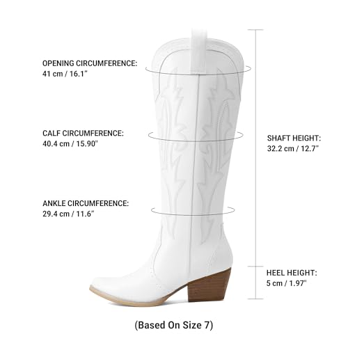 Image of DREAM PAIRS Women's Embroidered Western Pull-On Knee-High Cowboy Boots