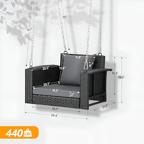 Image of Outdoor Swing for Balcony and Garden Single Seater Without Stand | Patio Hammock Jhula for Children & Adults | Rattan and Wicker Swing Chair